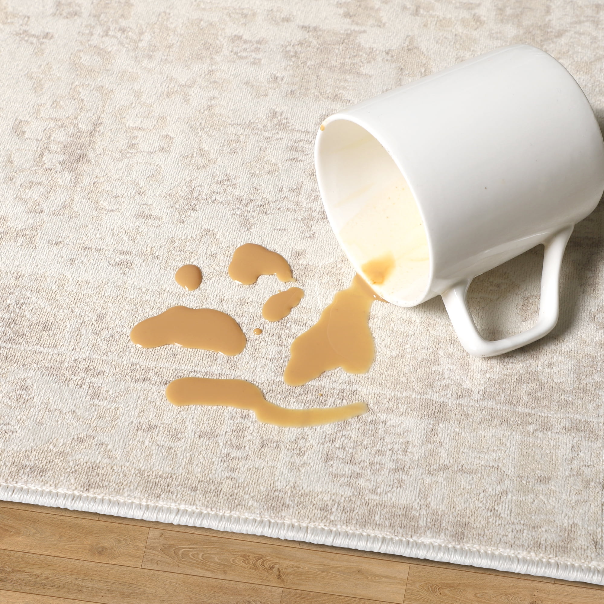 LR Home Brooke 2'8" x 3'10" Ivory/Beige Oriental Waterproof Non-Slip Machine Washable Indoor Area Rug