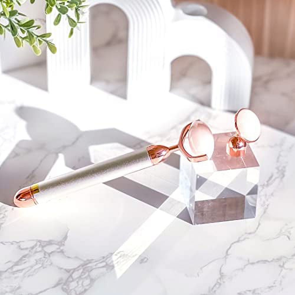SKIN MANTRA-Electric Face Massager Roller for Flawless Face, Natural Rose Quartz Face Roller Massager for Anti-aging, Skin Tightening, Reduce Fine Lines and Wrinkles.