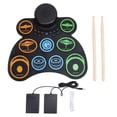 thumbnail image 2 of Almohadilla De Práctica De Batería Con Conector Para Auriculares, Pedales De Batería, 2 Uds., Altavoz, 9 Almohadillas, Almohadilla De Batería Electrónica Para Viajar, 2 of 7