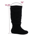 thumbnail image 2 of Bottes et Chaussures pour Femmes à Talon Plat Décontractées, à Enfiler, Mollet Grand, Hauteur Genou Mi-Mollet ( Noir, 10), 2 of 5