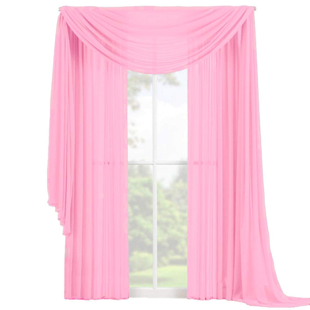 3 PC Complete Set 2 Panels and 1 Scarf Fully Stitched Sheer Window Curtain Drape 