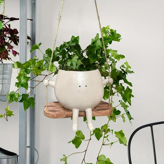 GYTY Whimsical Resin Hanging Planter with Succulents - Perfect for Indoor or Outdoor Spaces