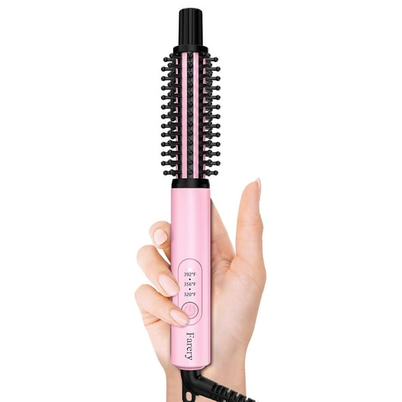 FARERY Mini Thermal Brush, 3/4 Inch Heated Round Brush for Small Curls, Pink