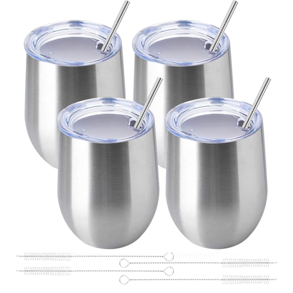 Vaso de vino YEBTS Life, acero inoxidable, paquete de 4 unidades, 350 ml