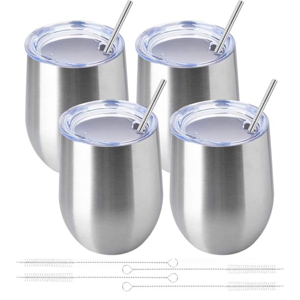 Vaso de vino YEBTS Life, acero inoxidable, paquete de 4 unidades, 350 ml