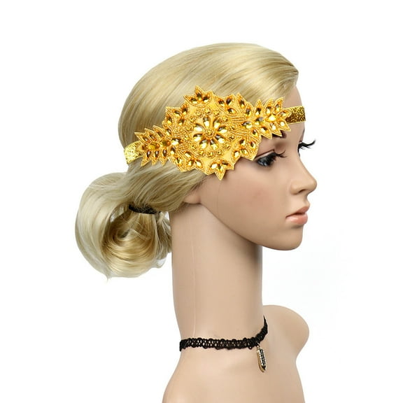 IDALL Fascinators Hats Tea Party Hats Flapper Great Gatsby Headband Pearl Charleston Party Bridal Headpiece Lady Party Hats Fascinator Headband Gold One Size