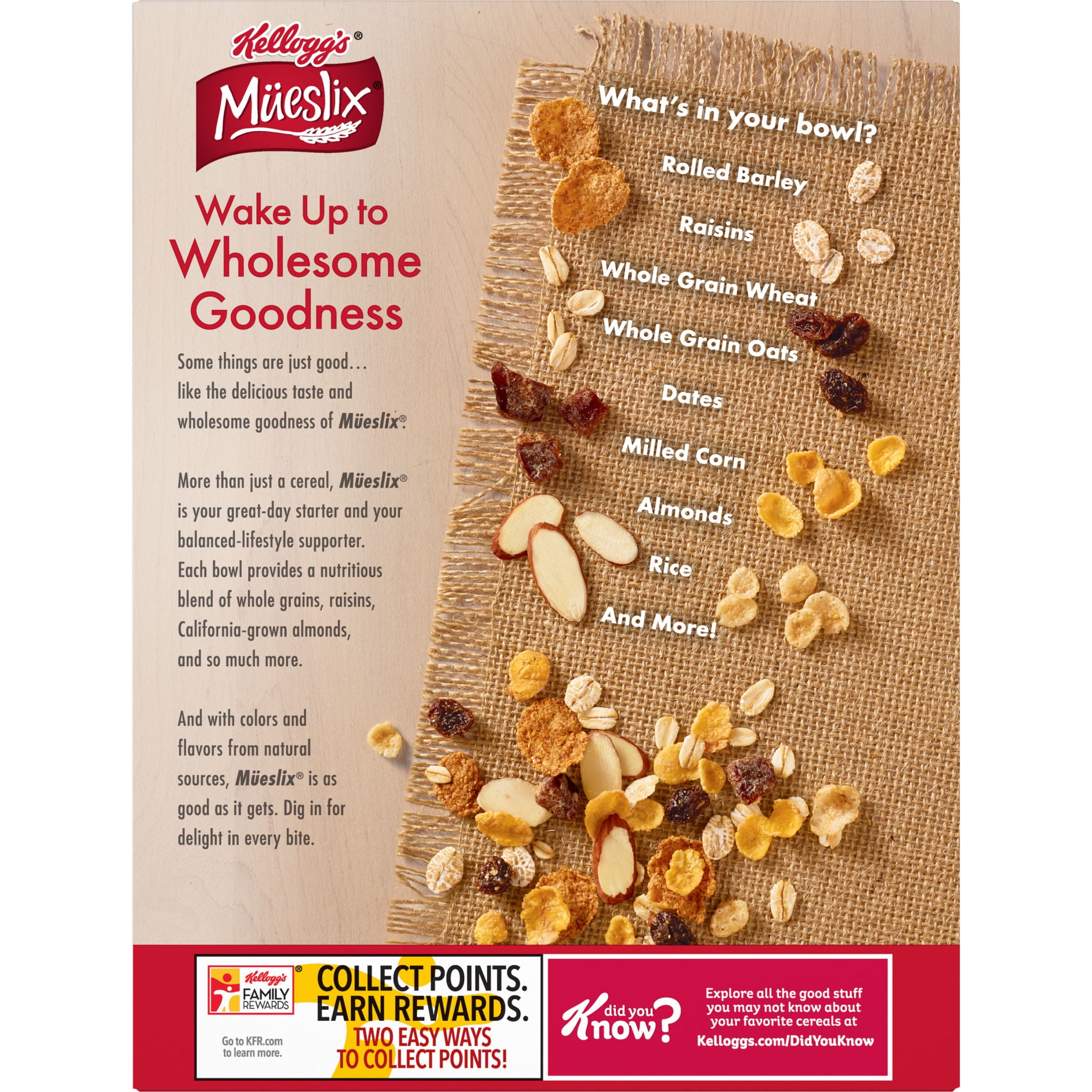 Kellogg's Mueslix Breakfast Cereal, 12g Protein with Milk, Good Source of Fiber, 16.2 oz