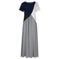 thumbnail image 5 of Usmixi Formal Dresses for Women Short Sleeve Round Neck Color Patchwork Summer Maxi Dresses High Waist Pleated Swing Tunic Long Dress Gray S Up to 65% off, 5 of 7