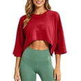 thumbnail image 3 of Posijego Workout Tops for Women 3/4 Sleeve Crop Tops Summer Athletic Running Yoga Sport Tees Activewear Gym Shirts for Ladies, 3 of 8