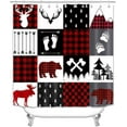thumbnail image 5 of 4PCS Cabin Shower Curtain Set, Black Bear Forest Woodland Animal Wildlife Hunting Lodge Red and Black Buffalo Plaid Christmas Country Rustic Farmhouse Bathroom Decor, Non-slip Bath Mat, 5 of 7
