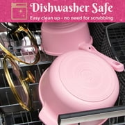 Paris Hilton 10-Piece Clean Ceramic Nonstick Cooking Pots and Pans with Lids Cookware Set with Heart Shaped Lid Knobs, Pink