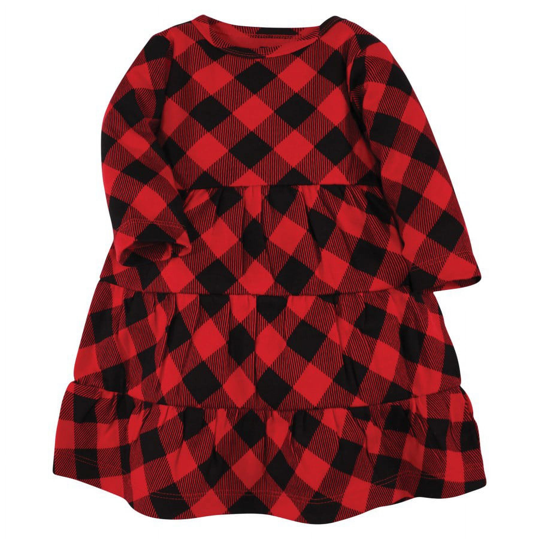 Hudson Baby Girl Cotton Dresses, Buffalo Plaid Leopard, 8 Years
