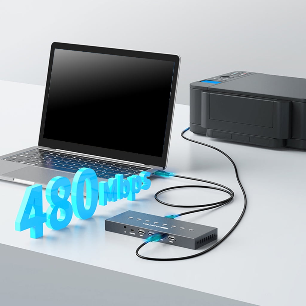 RYUJNDK USB Printer Sharing Device, 8 in 4 Out Printer Manual Sharing Device 8Port KVM Switching Splitter Hubs Converters