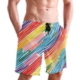 thumbnail image 6 of joogoo Men's Swim Trunks Rainbow Geometric Stripes Print Beach Shorts with Pockets M, 6 of 6