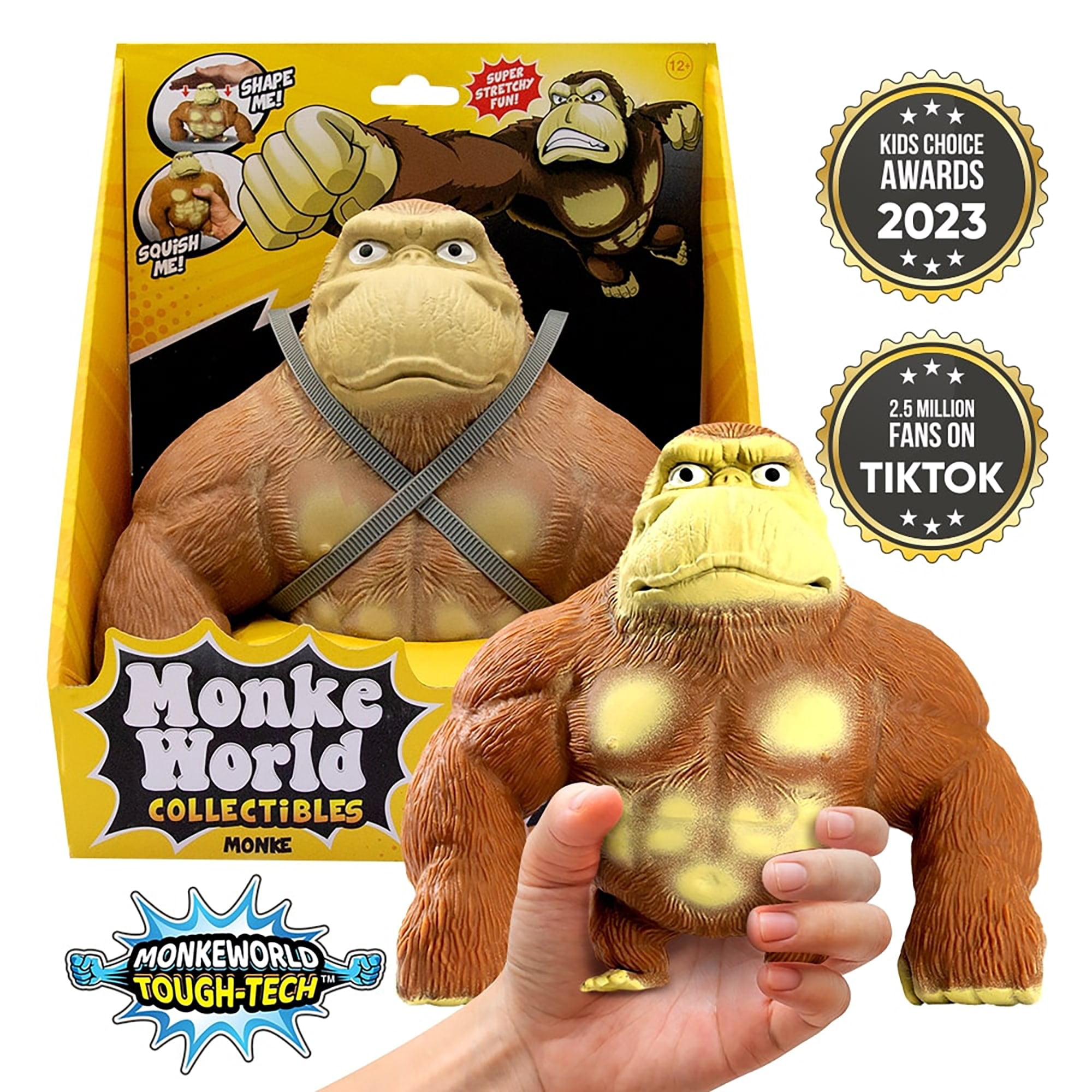 MonkeWorld: Original Stretchy Monkey - The Trending Squishies Fidget Toy, Shape-Pull-Throw, Tough-Tech, Soft Durable Animal Plushie, Adults & Kids 3+
