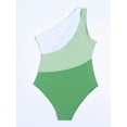 thumbnail image 2 of Hotian Women's One Piece Swimsuit Color Block One Shoulder Cut Out Bathing Suit Sexy Beach Swimwear Beachwear Green XL, 2 of 7