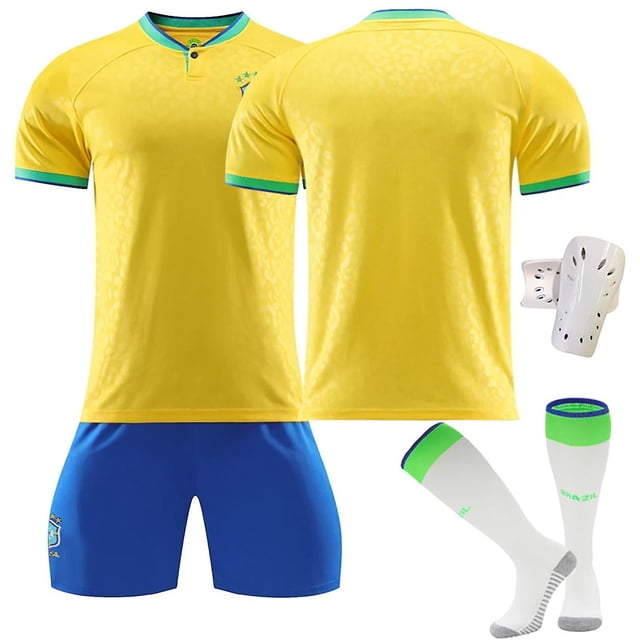 22/23 Brazil Home Jerseys Children's Football Training Suit Set