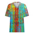 thumbnail image 3 of Cilsoka Boho Tops for Women Cotton Trendy Floral T-Shirt for Women Summer Colorful Short Sleeve Tunic Tops V Neck Graphic Tees Shirt Casual Comfy Blouses Tops, 3 of 4