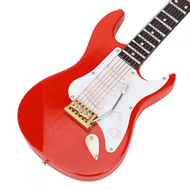 Peahefy Guitare Miniature, Modèle de Guitare Électrique, Guitare Électrique Rouge Miniature, Instrument de Musique, Ornement Cadeau