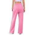 thumbnail image 4 of Inglocry Women's Wide Leg Sweatpants Warm Thermal Straight Leg Sweat Pants with Pockets Pink M, 4 of 5