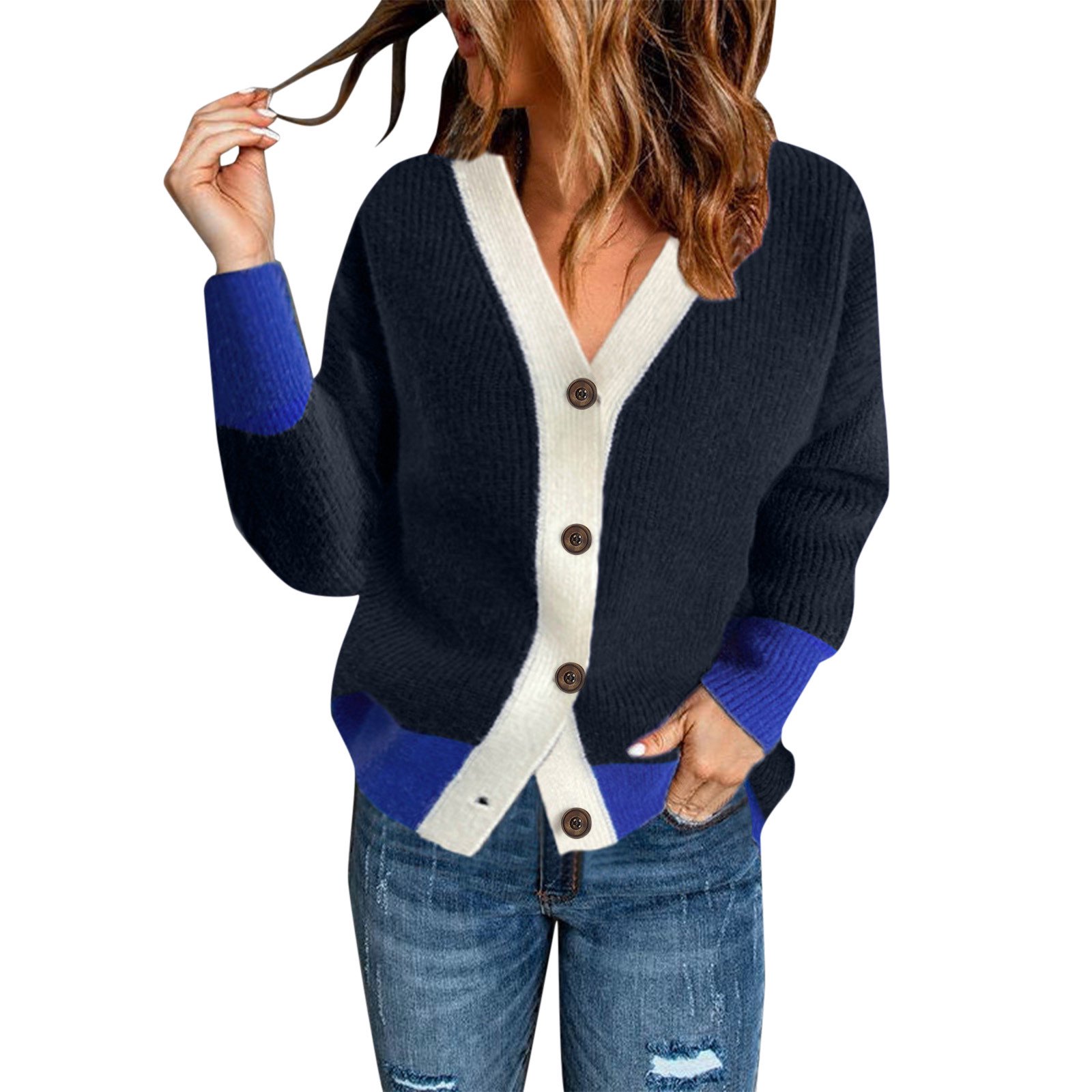 Long Sleeve Knit Cardigan for Women Women Casual Long Sleeve Cable Knit  Open Front Loose Womens Button up Sweaters plus Size Cardigans for Women 3x  Cardigan Loose Big Sweater Cardigan for Women -