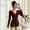 Wine, variant on Tops For Women V Neck Long Sleeve Belted Blouse Pleated Front Slim Fit Casual Top Brown XL