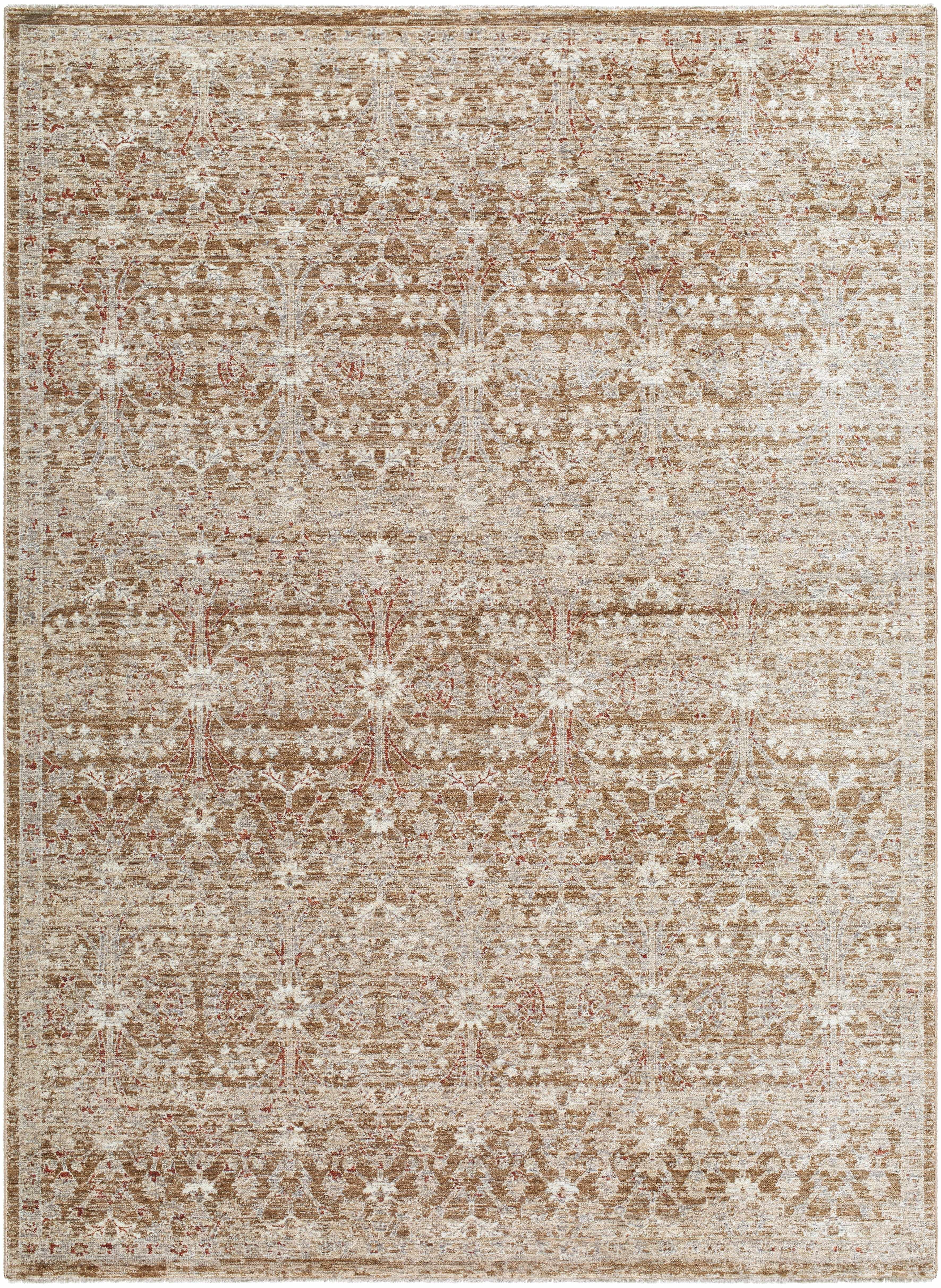 Hauteloom Ammiel Living Room, Bedroom Area Rug - Traditional - Tan, Cream, Dark Red - 7'10" x 10'4"