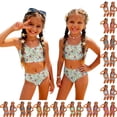 thumbnail image 2 of CCRFTGI Girls Swimsuit Size 7-8 2 Piece Set Swimming Girls Bikini Beach Vacation Bathing Suits Cute Summer Floral Print Girls Clothes Swim Suit Kids Bikini Swimwear White 9-10 Years, 2 of 9