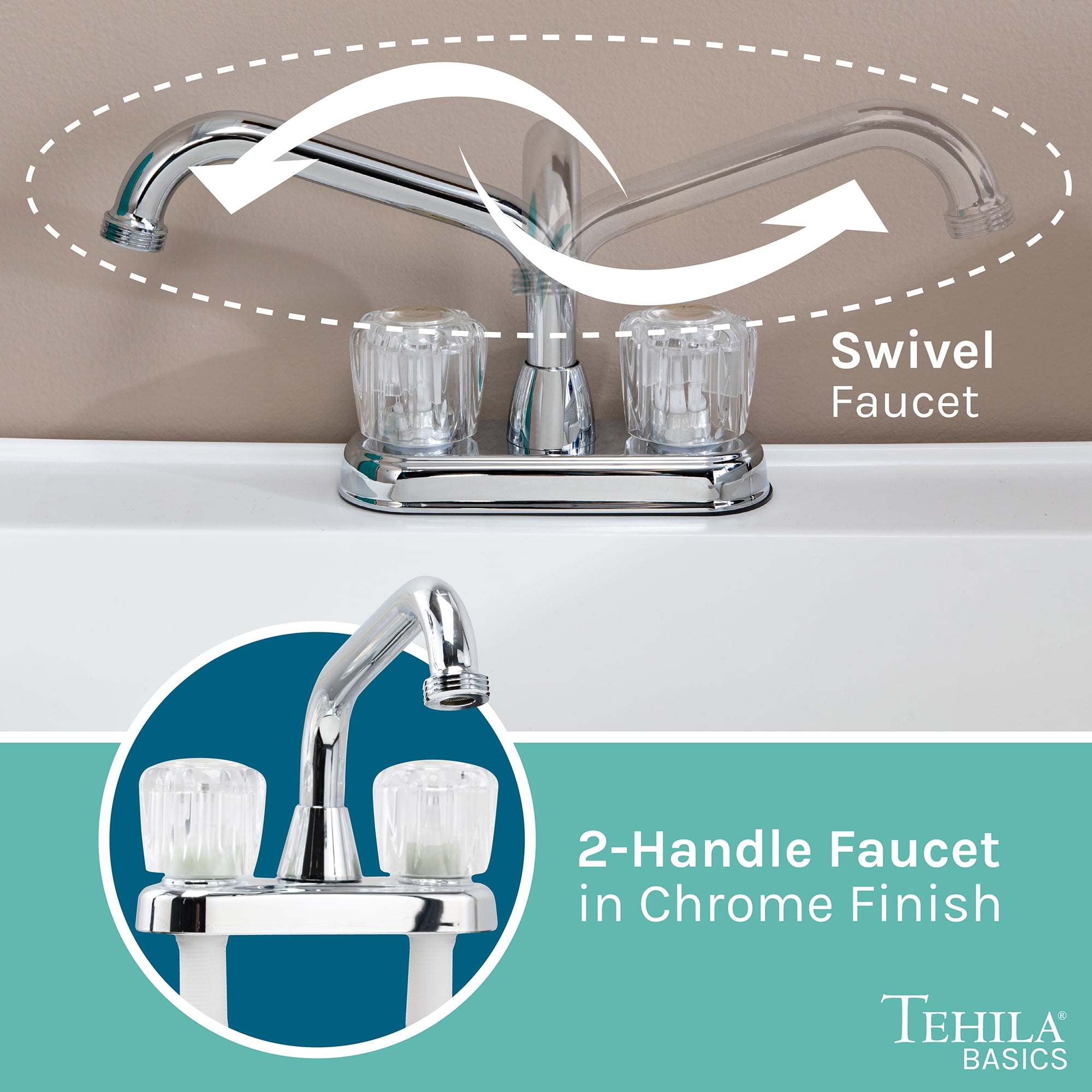 Tehila Freestanding White Utility Sink with Chrome Faucet for Laundry Room
