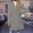 thumbnail image 6 of Wool Coats For Women Casual Stand Collar Long Pea Coat 2025 Winter Fashion Single Breasted Warm Jacket Overcoat Pocket, 6 of 9
