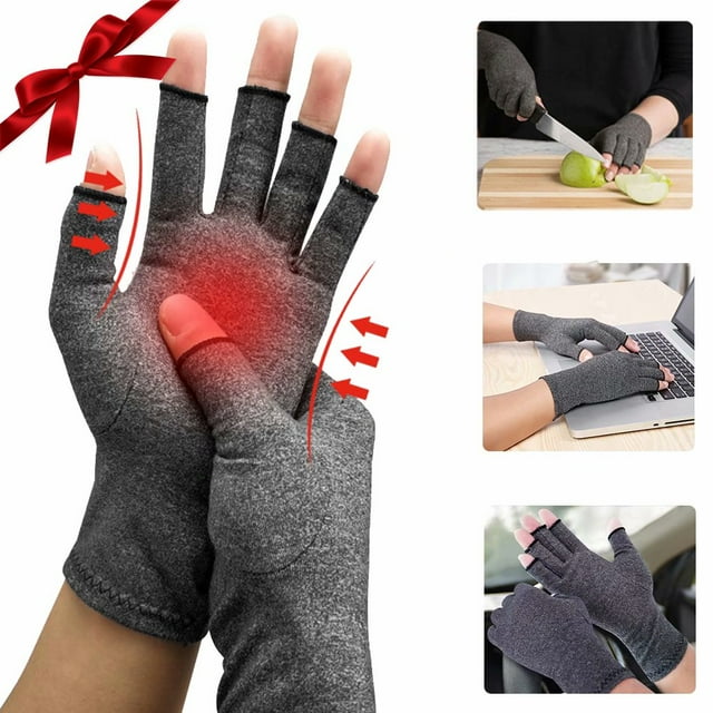 1 Pair Comfy Brace Arthritis Hand Compression Gloves – Comfy Fit, Fingerless Design Breathable & Moisture Wicking Fabric – Alleviate Rheumatoid Pains
