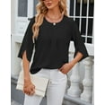 thumbnail image 5 of SHIBEVER Womens Blouses Summer Tops Casual Dressy T Shirts Pleated Scoop Neck 3/4 Sleeve Office Work Chiffon Shirts Tops Black, 5 of 5