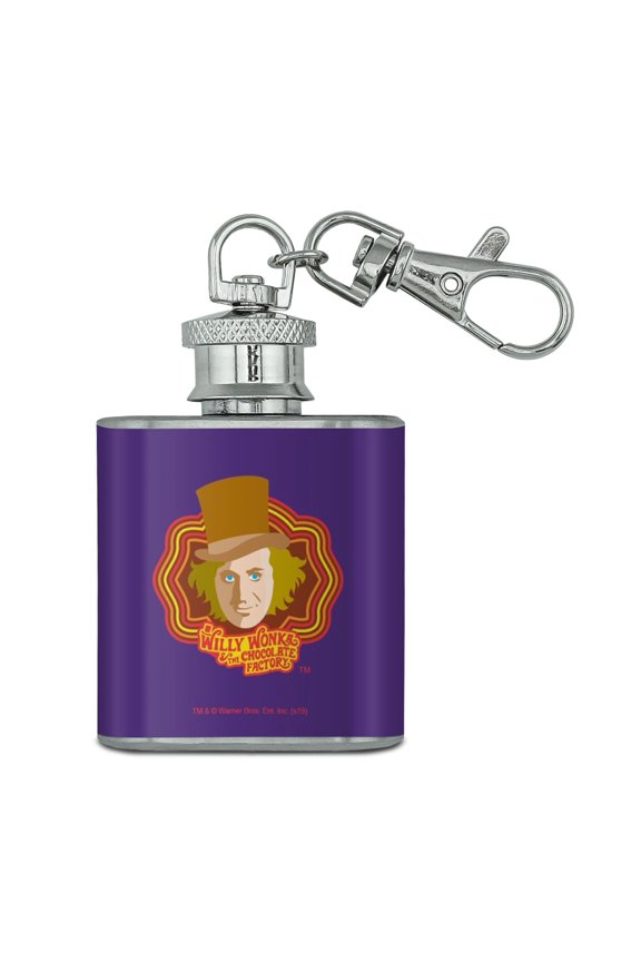 Willy Wonka and the Chocolate Factory Willy Wonka Stainless Steel 1oz Mini Flask Key Chain