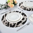 thumbnail image 6 of Black White Cow Skin Round Placemats Washable Placemats Non-Slip Heat-Resistant Table Place Mats for Dining Kitchen Holiday Party Table 15.4"-6PCS Home Decor, 6 of 7