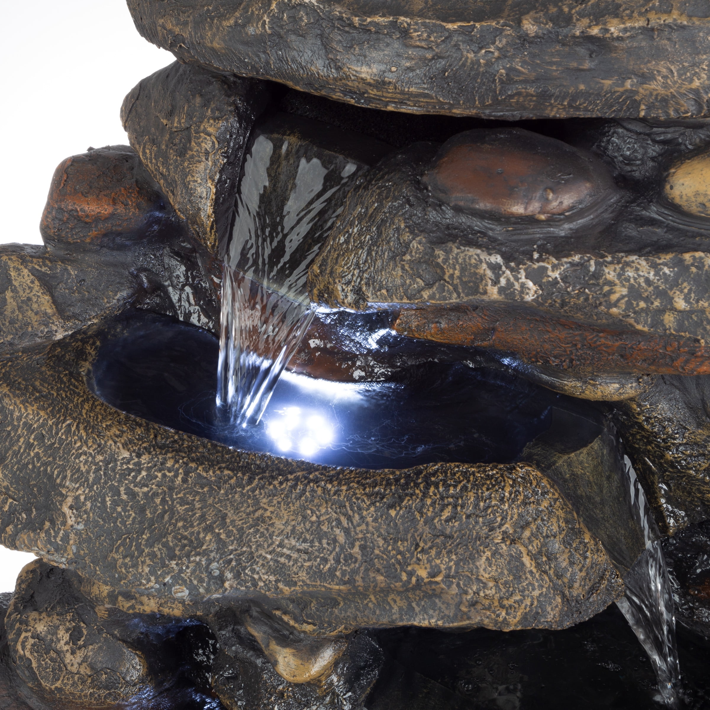 Pure Garden 3-Tier Outdoor Water Fountain with Lights - 25.5” LED Fountain