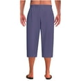 thumbnail image 6 of hotojiny Men's Capri Pants Casual 3/4 Pants Elastic Waist Drawstring Beach Yoga Cropped Trousers Wide Leg Sleep Pj Bottoms Capris, 6 of 7