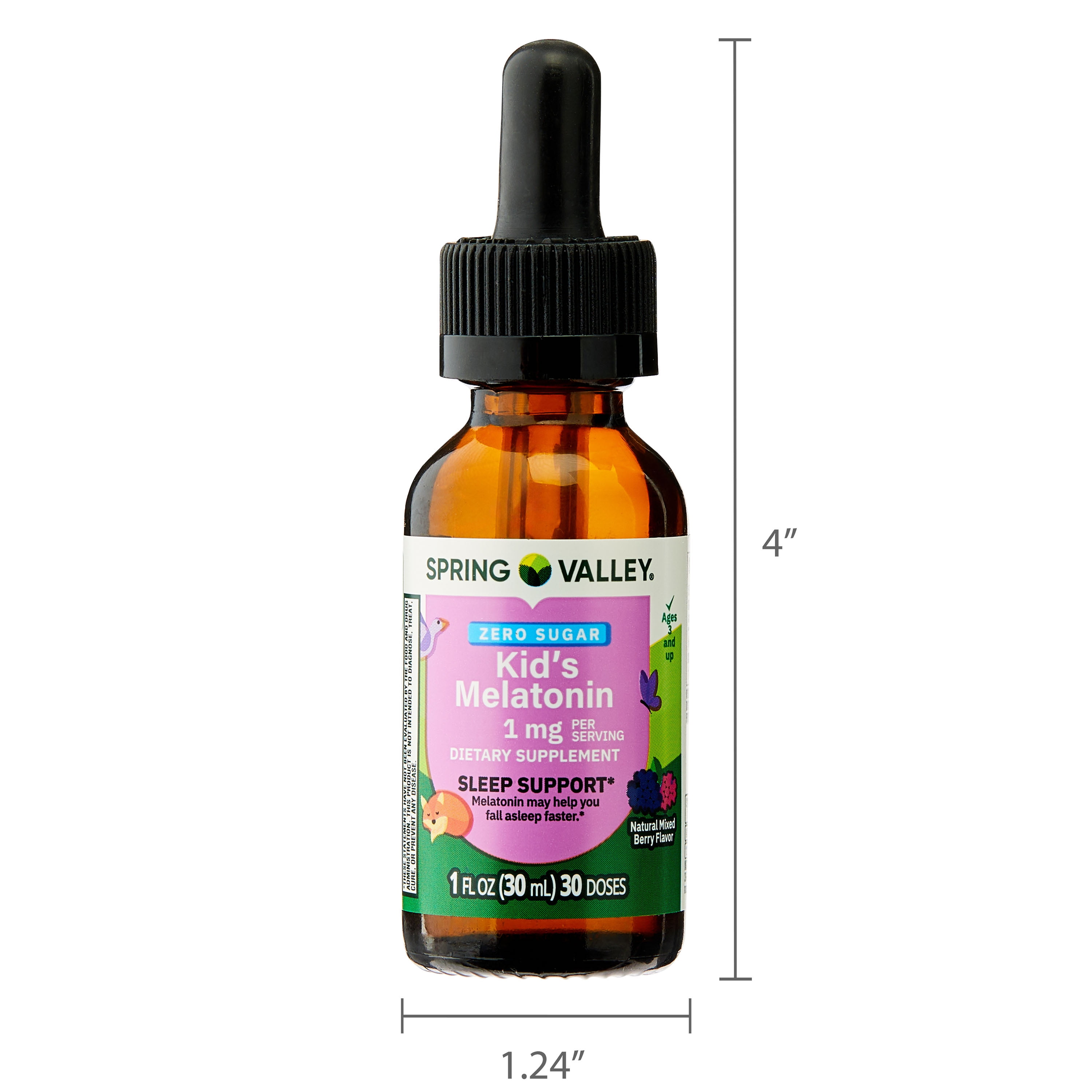 Spring Valley Kid’s Melatonin Liquid, 1 fl oz, 1mg, Berry Flavor
