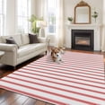 thumbnail image 2 of 8'x10' Area Rugs, Red Striped Indoor Outdoor Area Rug for Living Room Bedroom, Red White Stripes Farmhouse Washable Bathroom Rugs Kitchen Floor Carpet Mats Home Decor Aesthetic, 2 of 8