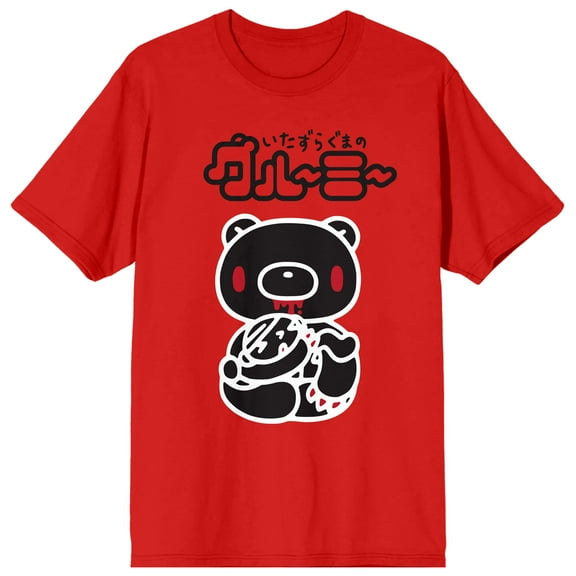 Gloomy Bear Black & White Art Crew Neck Short Sleeve Red Women's T-shirt-3XL