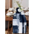 thumbnail image 4 of Ldtrchee Navy Blue Geometric Table Runner 48 Inches, White Modern Abstract Bed Runner Dresser Scarves Tabletop for Indoor Outdoor Parties/Ceremony/Banquet, 13" x 48", 4 of 8