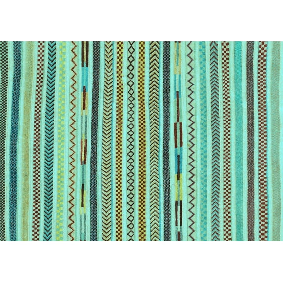Ahgly Company Indoor Rectangle Abstract Light Blue Modern Area Rugs, 2' x 5'