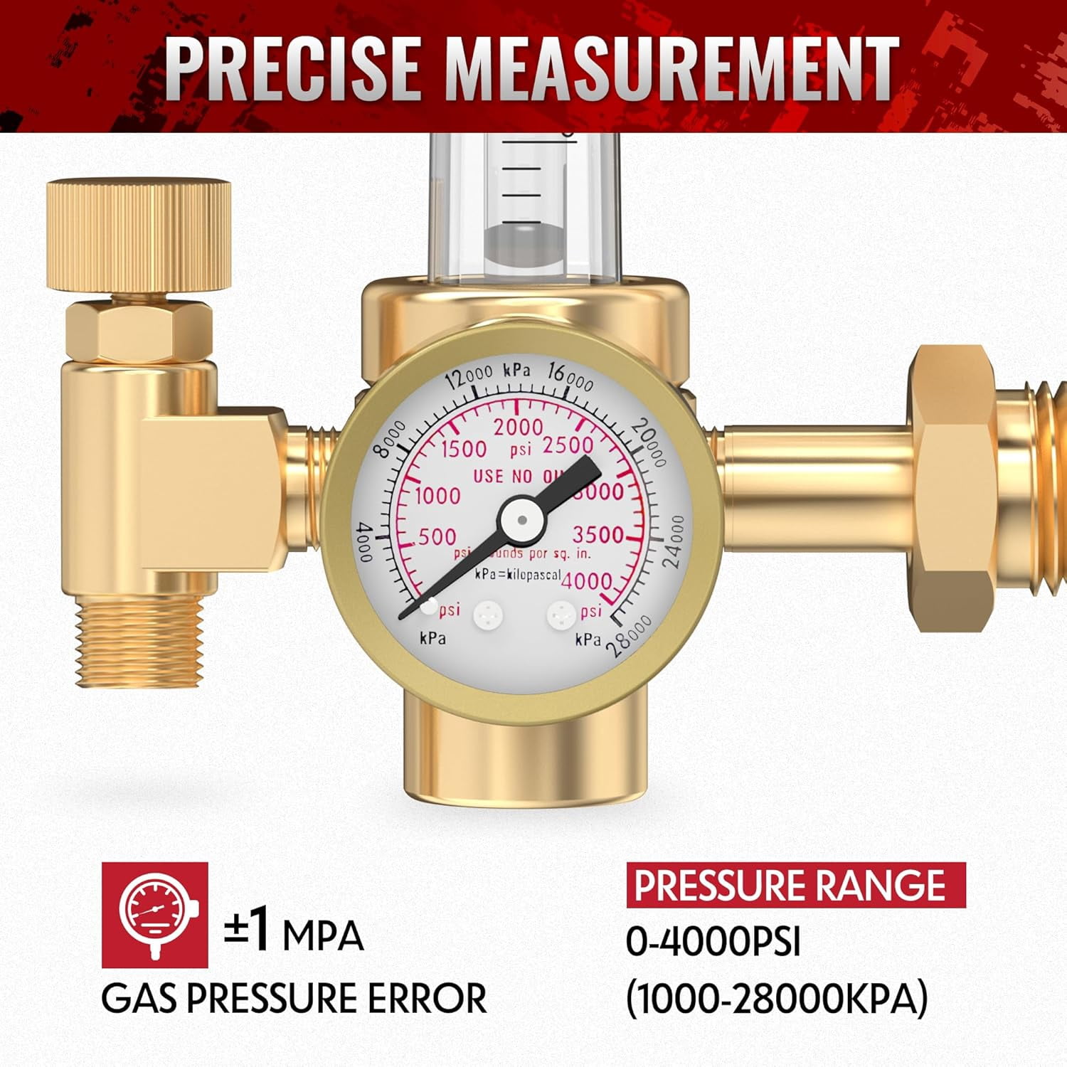 bestarc Argon CO2 Flow Meter Gas Regulator with 8.2FT Gas Hose for MIG TIG Welding