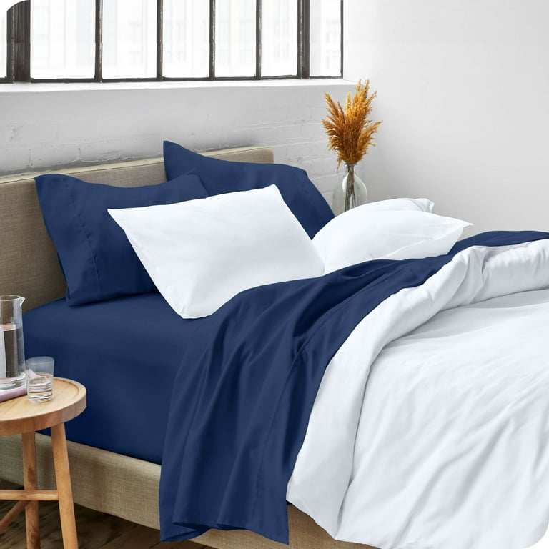 Microfiber Fitted Sheet Bare Home Color: Midnight Blue, Size: Twin