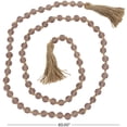 thumbnail image 3 of DecMode Handmade Round Long Frosted Beaded Pink Glass Garland with Tassel with Knotted Brown Jute, 3 of 11