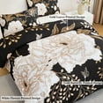 thumbnail image 4 of URBONUR Black Floral Comforter Set Queen, Printed Comforter White Flowers Butterfly Bedding Set, 3 Pieces Botanical Reversible Comforter with 2 Pillowcases, 4 of 9