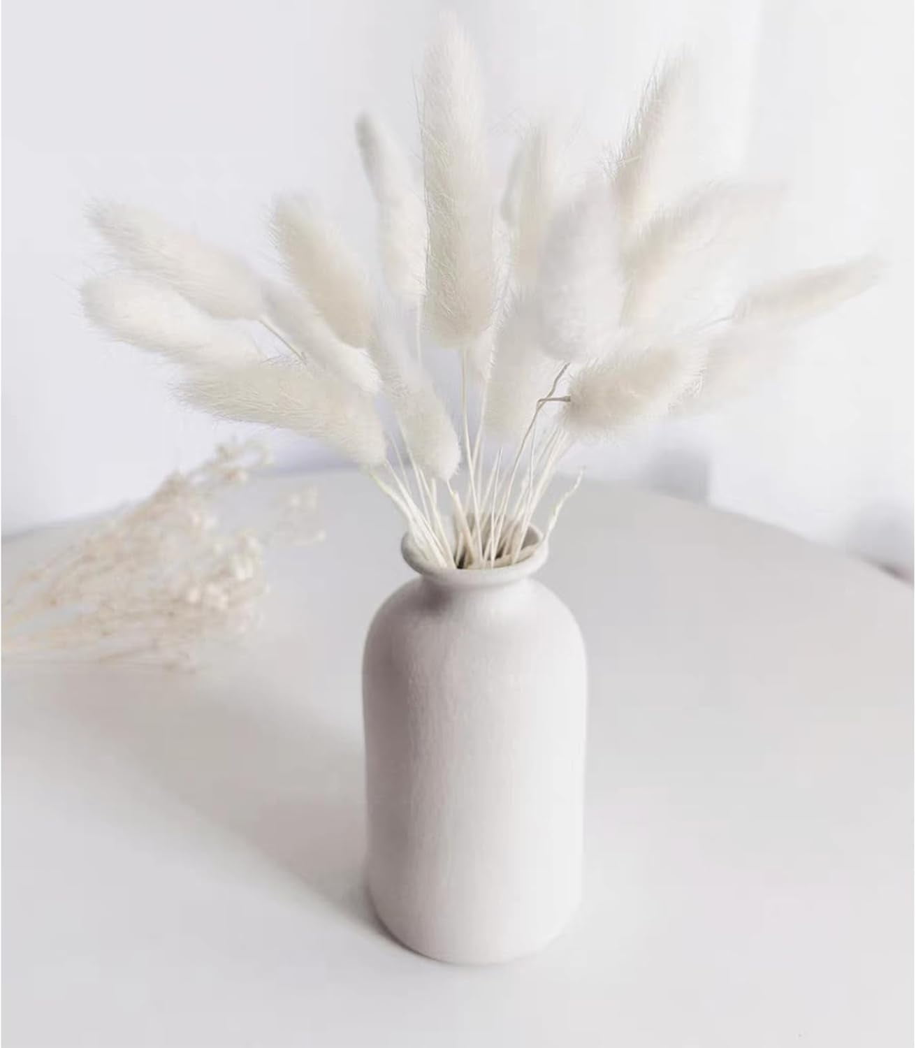 Bunny Tail Pampas Grass Dried Flowers for Vase Boho Flowers Dried Wedding Decor Dry Flowers for Vase Wedding Decorations Supplies - Valentine's Day Decoration(White 50PCS+Pink 50PCS)