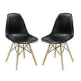 thumbnail image 1 of Side Dining Chair, Set of 2, Plastic, Wood, Black, Modern Contemporary Urban Design, Kitchen Room Cafe Bistro Restaurant Hospitality, 1 of 5