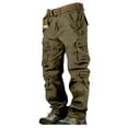 thumbnail image 2 of Dpytoraw Men's Cotton Pocket Overalls Long Pants Thick Pants Loose Wear Solid Color Pants, 2 of 5