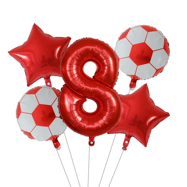 Globos de helio con temática de fútbol para niños, decoración de fiesta de cumpleaños de 30 pulgadas, 1, 2, 3, 4, 5, 6, 7, 8, 9 años, 5 unidades(violet