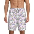 thumbnail image 1 of Kdxio Purple Rabbit Print Mens Shorts, Breathable Lounge Sleepwear Set with Elastic Waistband and Pockets-3X-Large, 1 of 6